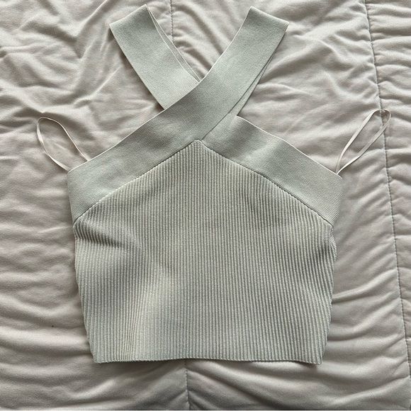 aritzia - babaton sculpt knit criss cross tank (matte pearl) - Picture 1 of 3